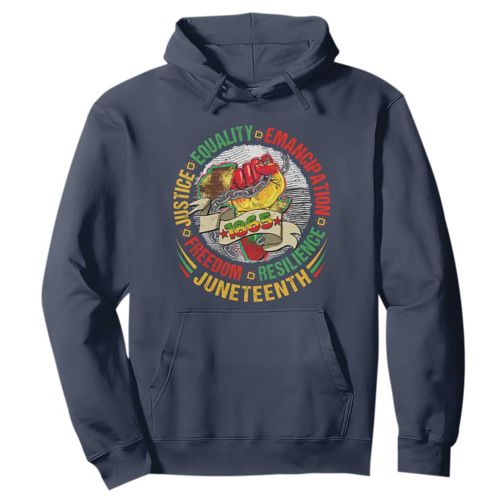 Juneteenth 1865 Hoodie Freedom Justice Equality Emancipation Resilience African American History TS02 Navy Print Your Wear