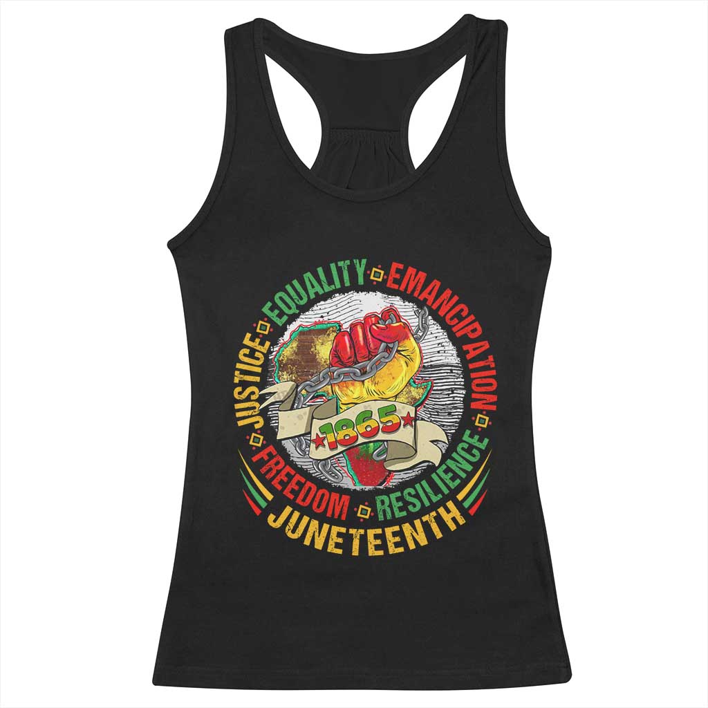 Juneteenth 1865 Racerback Tank Top Freedom Justice Equality Emancipation Resilience Independence Day TS02 Black Print Your Wear