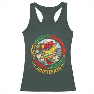 Juneteenth 1865 Racerback Tank Top Freedom Justice Equality Emancipation Resilience Independence Day TS02 Dark Forest Green Print Your Wear