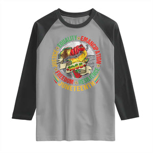 Juneteenth 1865 Raglan Shirt Freedom Justice Equality Emancipation Resilience Independence Day TS02 Sport Gray Black Print Your Wear