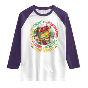 Juneteenth 1865 Raglan Shirt Freedom Justice Equality Emancipation Resilience Independence Day TS02 White Purple Print Your Wear