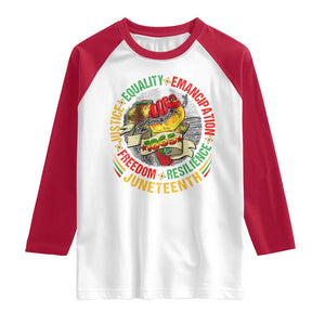Juneteenth 1865 Raglan Shirt Freedom Justice Equality Emancipation Resilience Independence Day TS02 White Red Print Your Wear