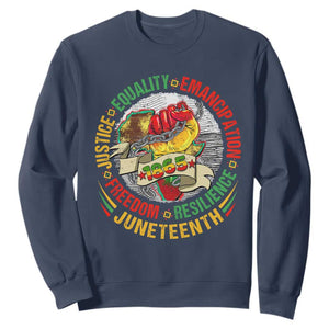 Juneteenth 1865 Sweatshirt Freedom Justice Equality Emancipation Resilience African American History TS02 Navy Print Your Wear