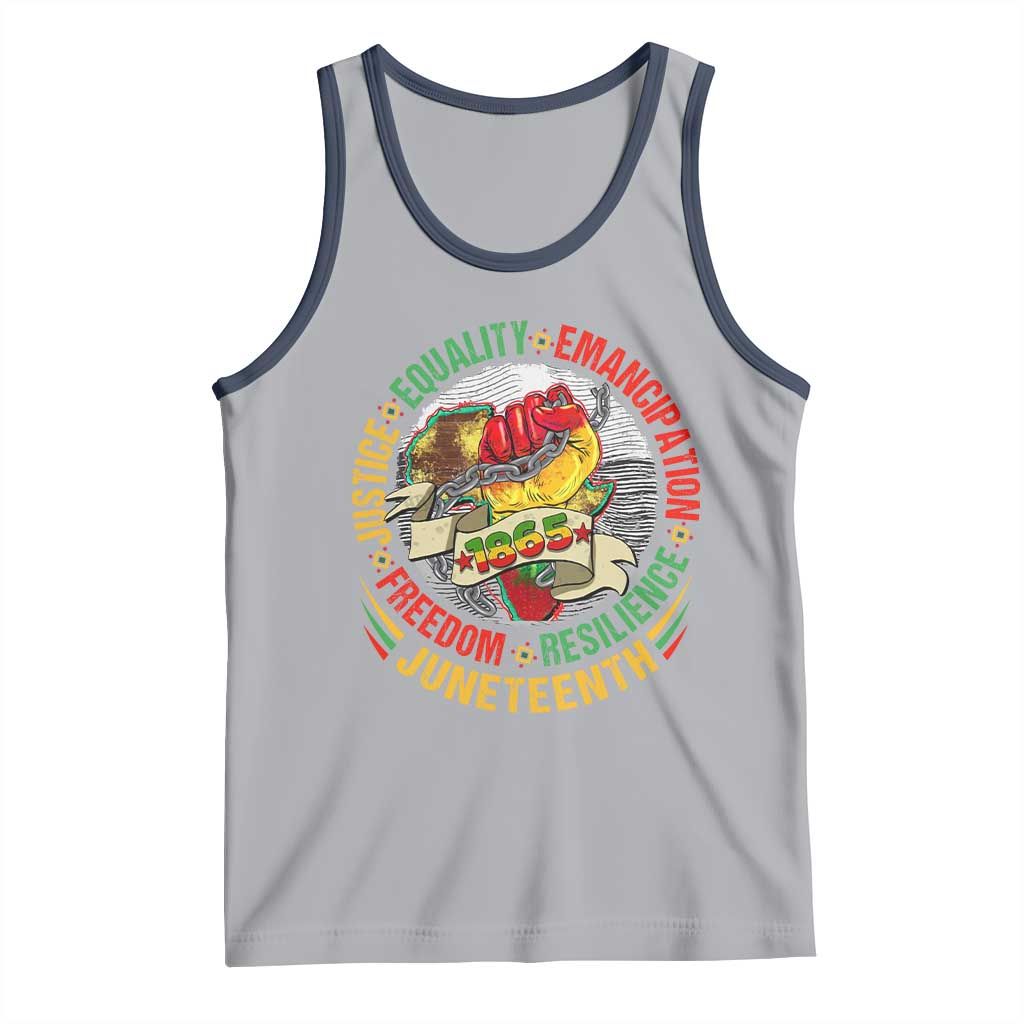 Juneteenth 1865 Tank Top Freedom Justice Equality Emancipation Resilience Independence Day TS02 Athletic Heather Navy Print Your Wear