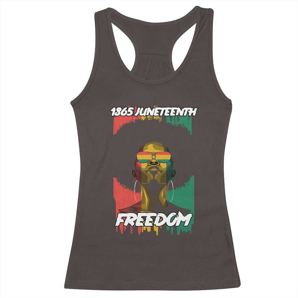 Juneteenth 1865 Freedom Racerback Tank Top Afro Melanin Woman African American Dripping TS02 Dark Chocolate Print Your Wear