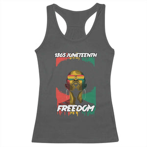 Juneteenth 1865 Freedom Racerback Tank Top Afro Melanin Woman African American Dripping TS02 Dark Heather Print Your Wear