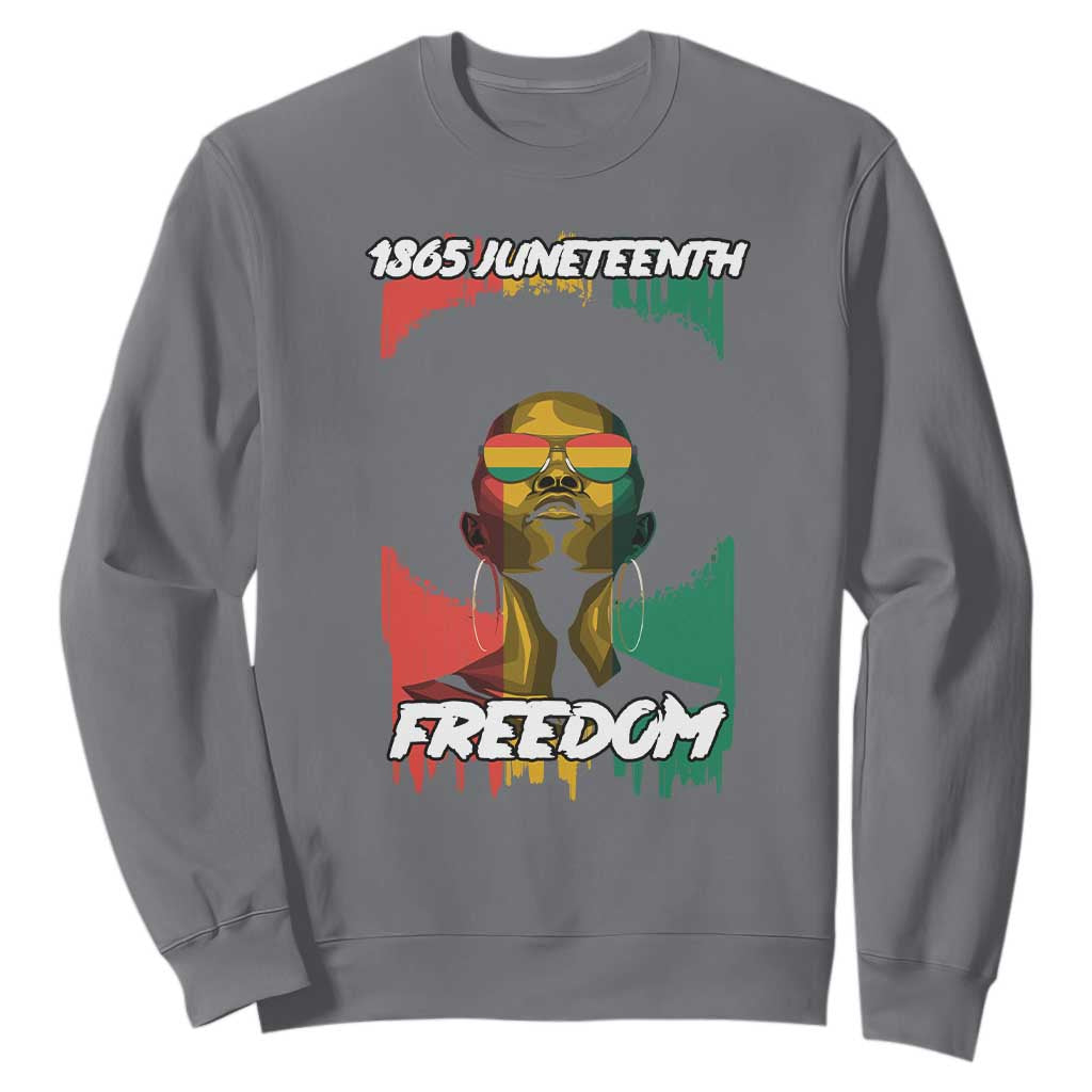 Juneteenth 1865 Sweatshirt Freedom Afro Melanin Woman African American Dripping TS02 Charcoal Print Your Wear