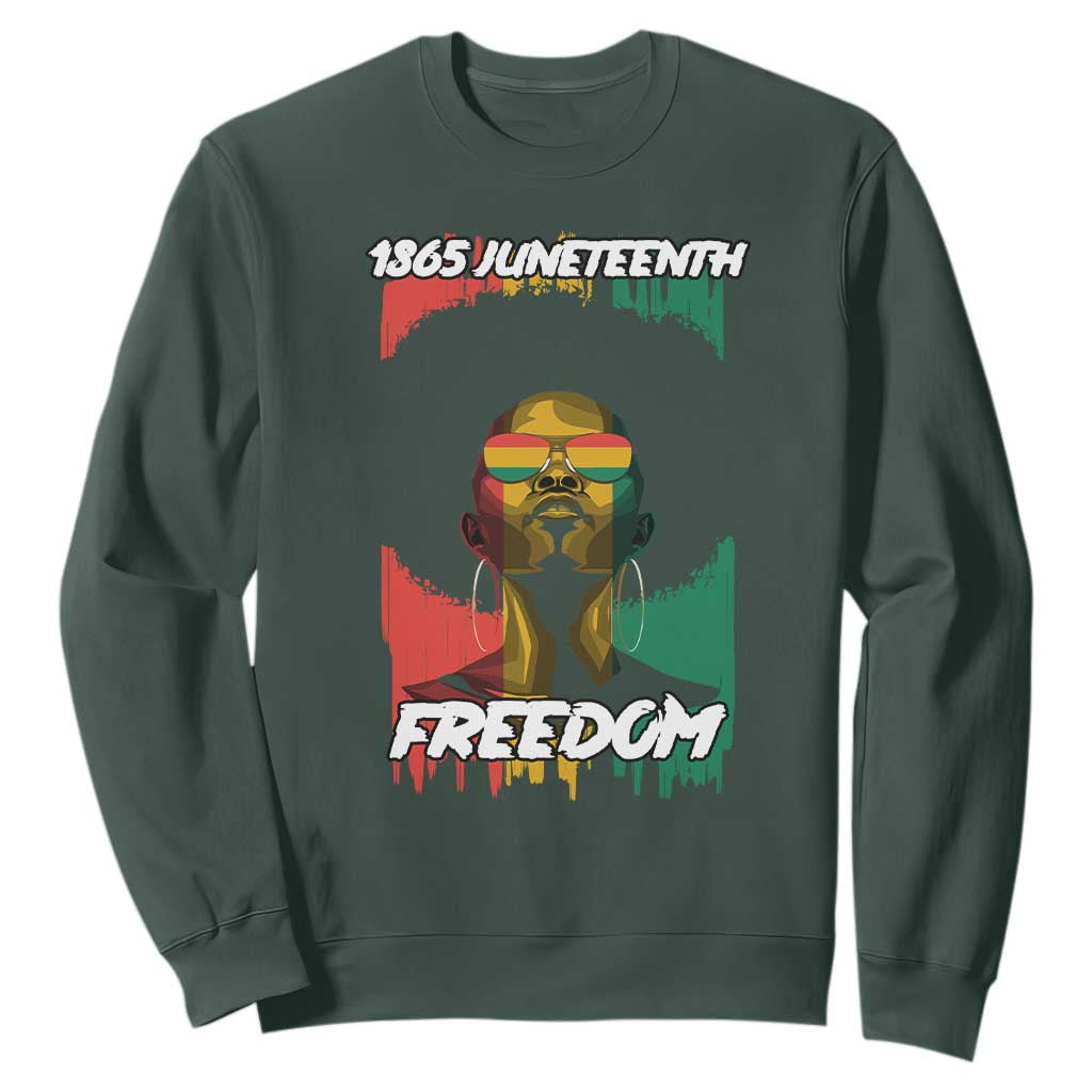 Juneteenth 1865 Sweatshirt Freedom Afro Melanin Woman African American Dripping TS02 Dark Forest Green Print Your Wear