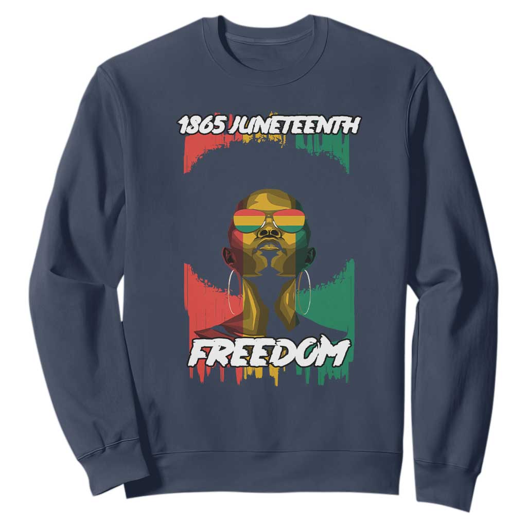 Juneteenth 1865 Sweatshirt Freedom Afro Melanin Woman African American Dripping TS02 Navy Print Your Wear