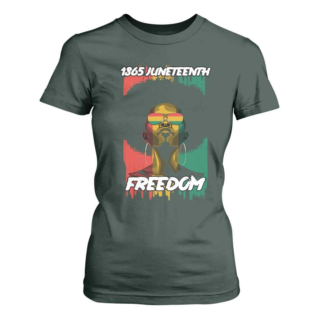 Juneteenth 1865 T Shirt For Women Freedom Afro Melanin Woman African American Dripping TS02 Dark Forest Green Print Your Wear