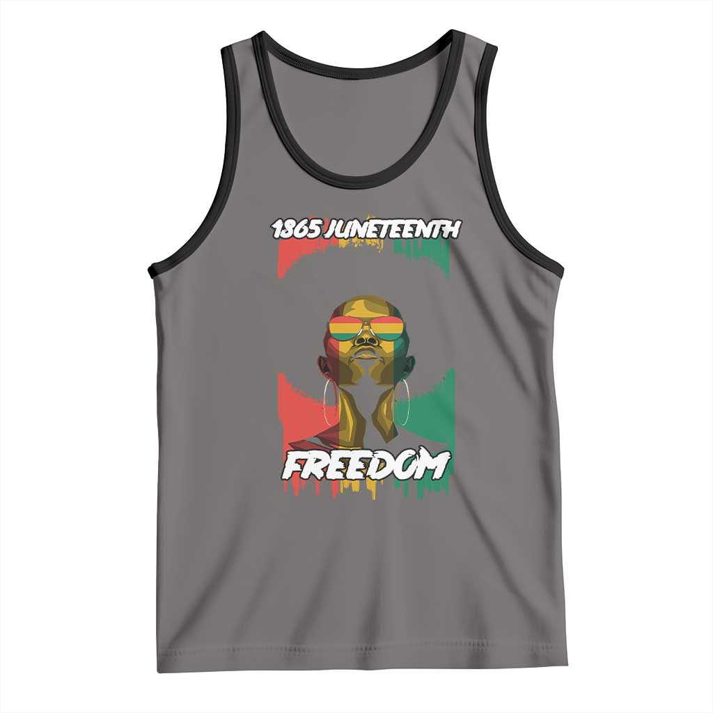 Juneteenth 1865 Freedom Tank Top Afro Melanin Woman African American Dripping TS02 Deep Heather Black Print Your Wear