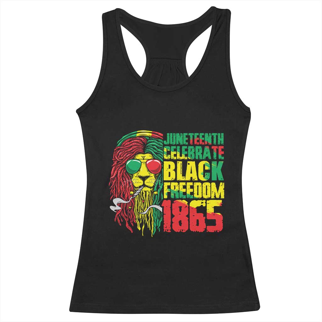 Juneteenth Racerback Tank Top Celebrate Black Freedom 1865 Dope Dreadlocks Lion Locs Rasta Hair TS02 Black Print Your Wear