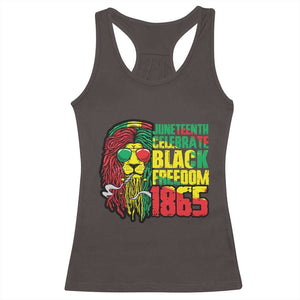 Juneteenth Racerback Tank Top Celebrate Black Freedom 1865 Dope Dreadlocks Lion Locs Rasta Hair TS02 Dark Chocolate Print Your Wear