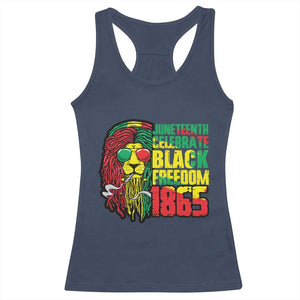 Juneteenth Racerback Tank Top Celebrate Black Freedom 1865 Dope Dreadlocks Lion Locs Rasta Hair TS02 Navy Print Your Wear