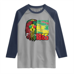 Juneteenth Raglan Shirt Celebrate Black Freedom 1865 Dope Dreadlocks Lion Locs Rasta Hair TS02 Sport Gray Navy Print Your Wear
