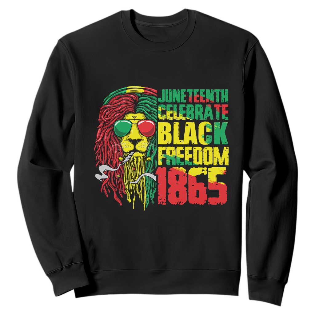Juneteenth Sweatshirt Celebrate Black Freedom 1865 Dope Dreadlocks Lion Locs Rasta Hair TS02 Black Print Your Wear