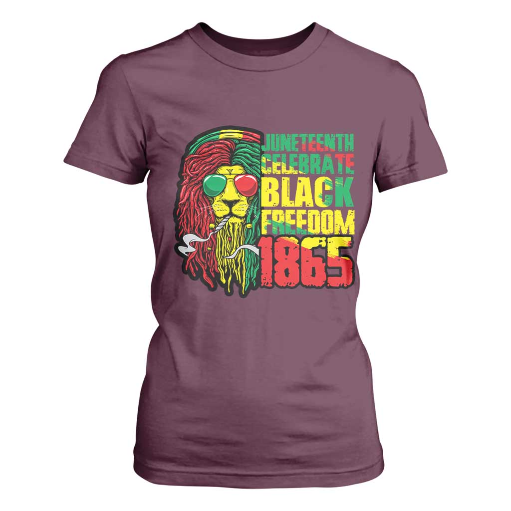 Juneteenth T Shirt For Women Celebrate Black Freedom 1865 Dope Dreadlocks Lion Locs Rasta Hair TS02 Maroon Print Your Wear