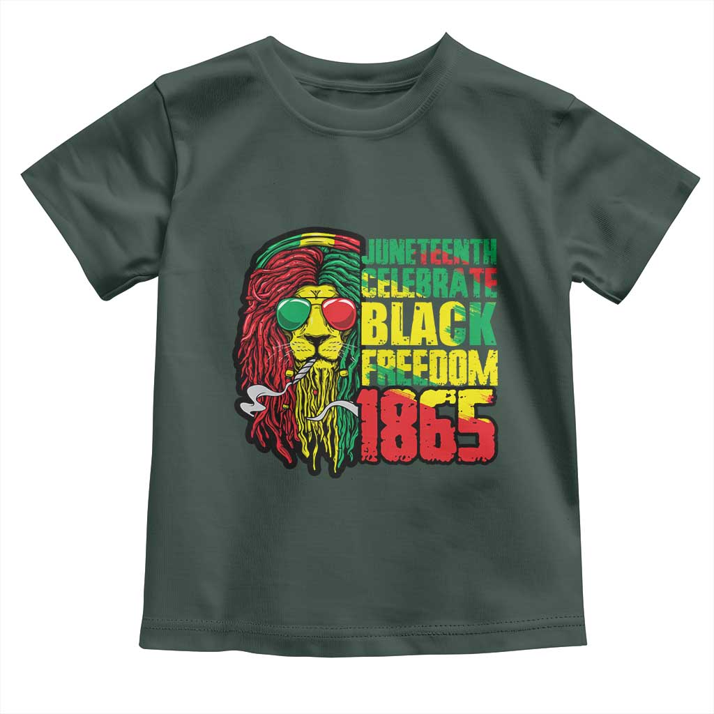 Juneteenth Toddler T Shirt Celebrate Black Freedom 1865 Dope Dreadlocks Lion Locs Rasta Hair TS02 Dark Forest Green Print Your Wear