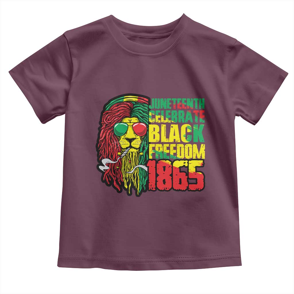 Juneteenth Toddler T Shirt Celebrate Black Freedom 1865 Dope Dreadlocks Lion Locs Rasta Hair TS02 Maroon Print Your Wear