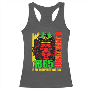 Juneteenth 1865 Is My Independence Day Racerback Tank Top Freedom Lion King TS02 Dark Heather Print Your Wear