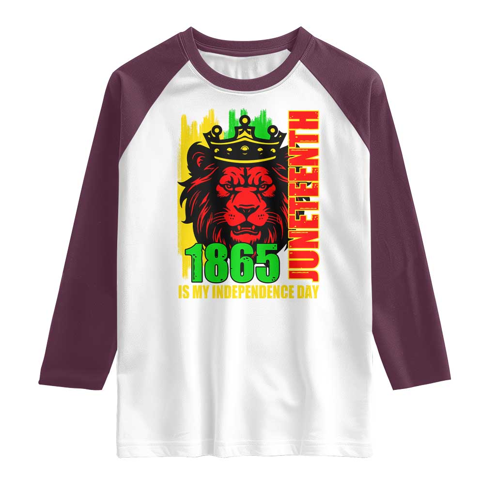 Juneteenth 1865 Is My Independence Day Raglan Shirt Freedom Lion King TS02 White Maroon Print Your Wear