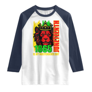 Juneteenth 1865 Is My Independence Day Raglan Shirt Freedom Lion King TS02 White Navy Print Your Wear