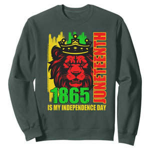 Juneteenth 1865 Is My Independence Day Sweatshirt Cool Lion King TS02 Dark Forest Green Print Your Wear