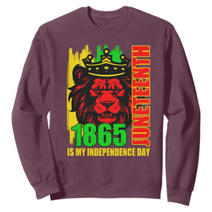 Juneteenth 1865 Is My Independence Day Sweatshirt Cool Lion King TS02 Maroon Print Your Wear