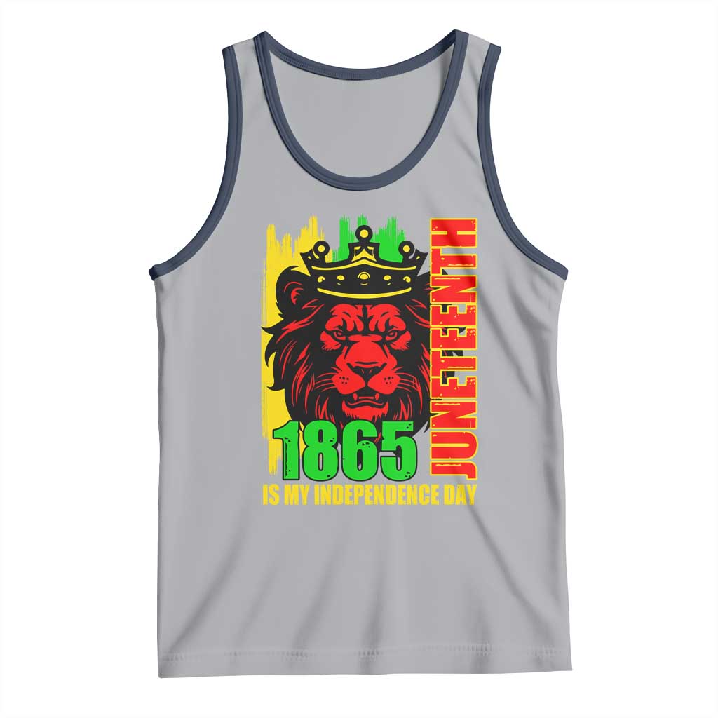 Juneteenth 1865 Is My Independence Day Tank Top Freedom Lion King TS02 Athletic Heather Navy Print Your Wear