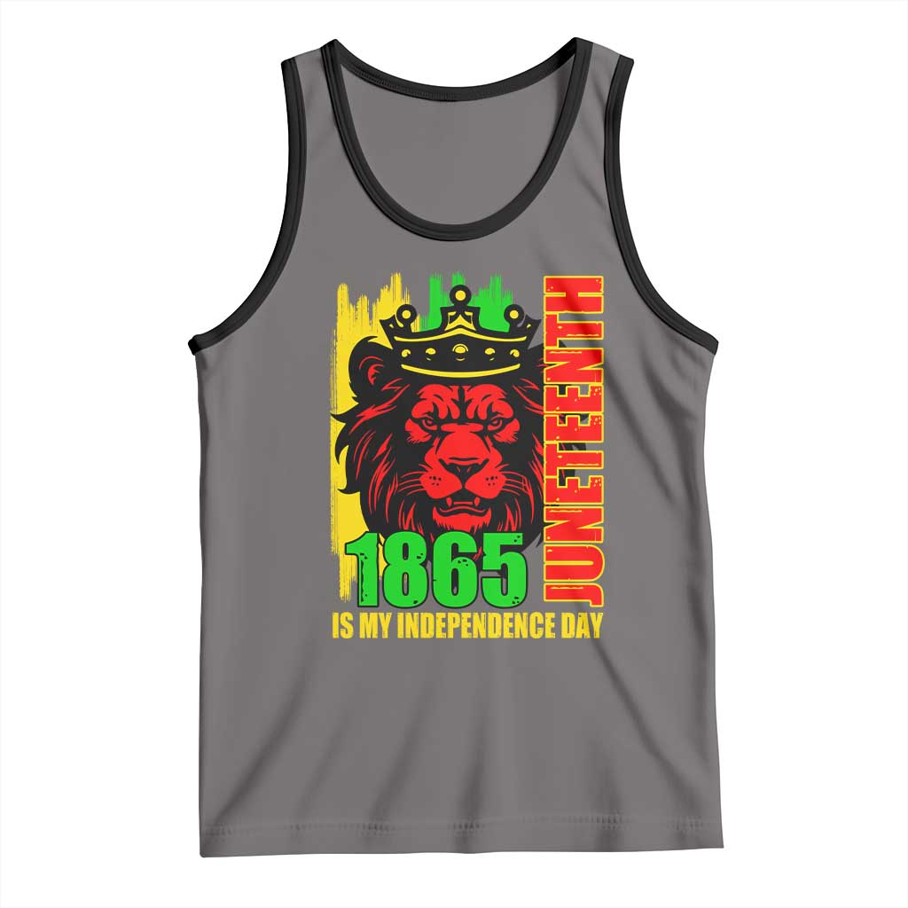 Juneteenth 1865 Is My Independence Day Tank Top Freedom Lion King TS02 Deep Heather Black Print Your Wear