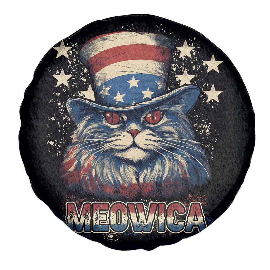 Patriotic American Cat Spare Tire Cover Meowica With Uncle Sam Hat US Flag 4th of July TS02 Print Your Wear