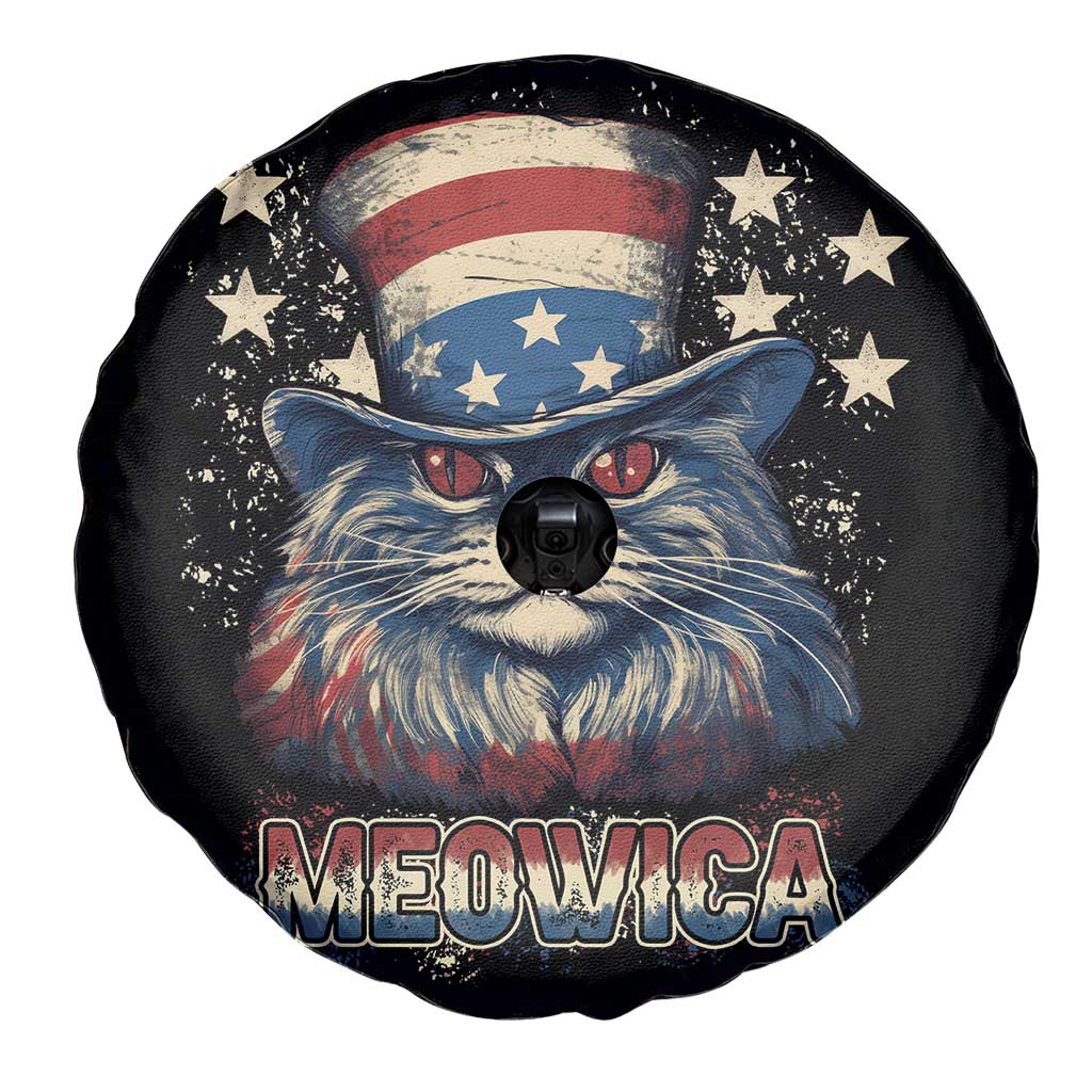 Patriotic American Cat Spare Tire Cover Meowica With Uncle Sam Hat US Flag 4th of July TS02 Print Your Wear