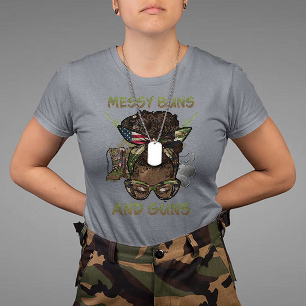 Messy Buns And Guns American Patriotic T Shirt TS02 Printyourwear