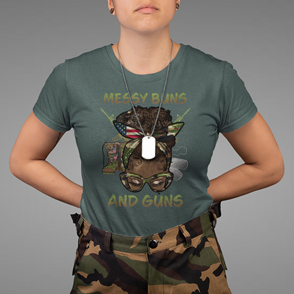 Messy Buns And Guns American Patriotic T Shirt TS02 Printyourwear