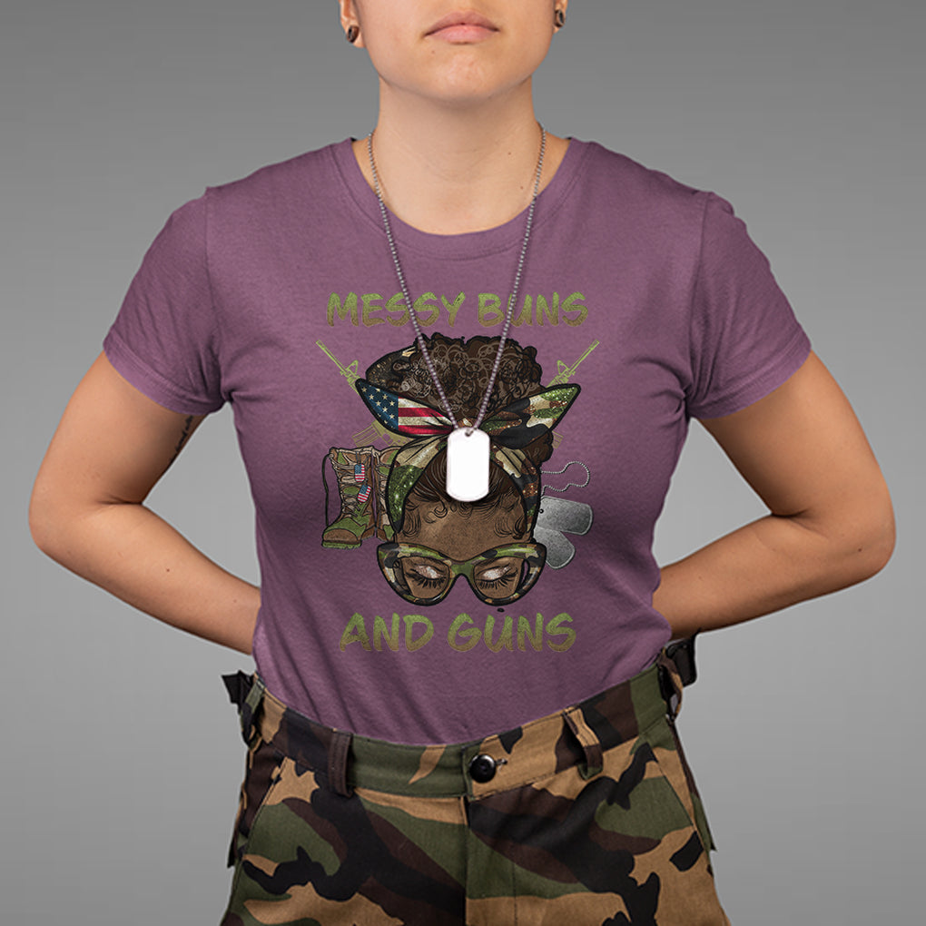 Messy Buns And Guns American Patriotic T Shirt TS02 Printyourwear