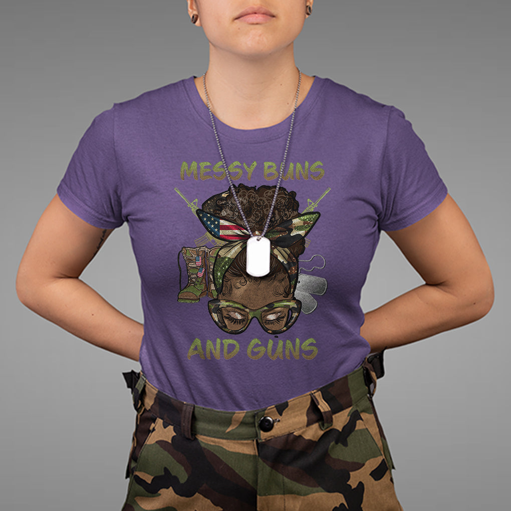Messy Buns And Guns American Patriotic T Shirt TS02 Printyourwear