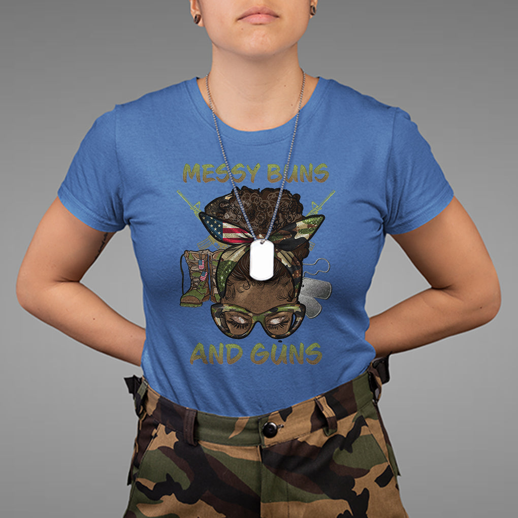 Messy Buns And Guns American Patriotic T Shirt TS02 Printyourwear