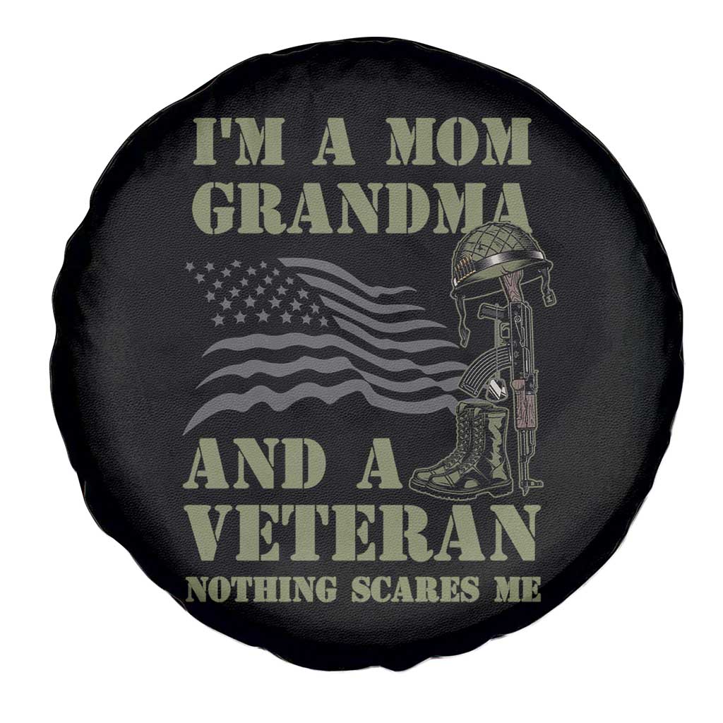 Female Veteran Spare Tire Cover I'm A Mom Grandma And A Veteran Nothing Scares Me TS02 Print Your Wear