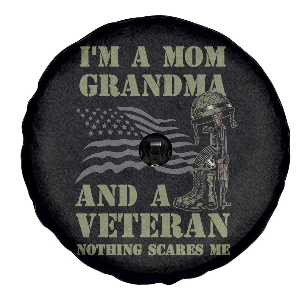Female Veteran Spare Tire Cover I'm A Mom Grandma And A Veteran Nothing Scares Me TS02 Print Your Wear