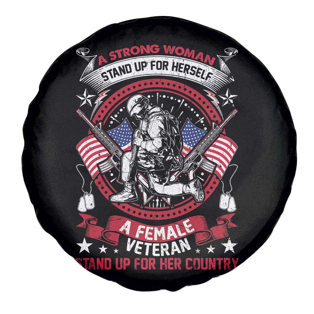 Female Veteran Spare Tire Cover Stands For Her Country Patriotic Women in Military TS02 Print Your Wear