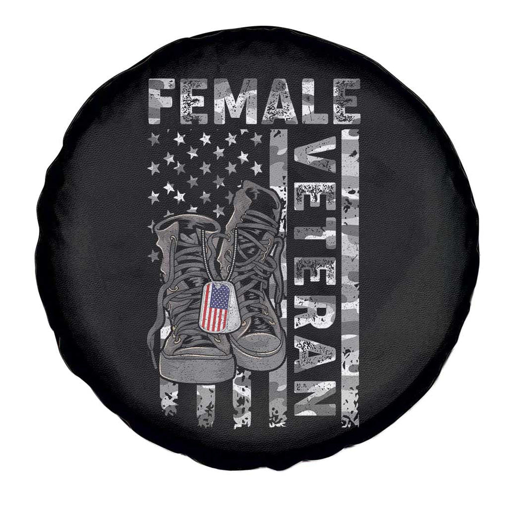 Female Veteran Spare Tire Cover - Vet Dog Tags Camo American Flag Women Military Pride TS02 Print Your Wear