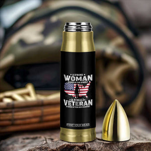 Female Veteran Bullet Tumbler Stands For Her Country Patriotic American Flag TS02 Print Your Wear