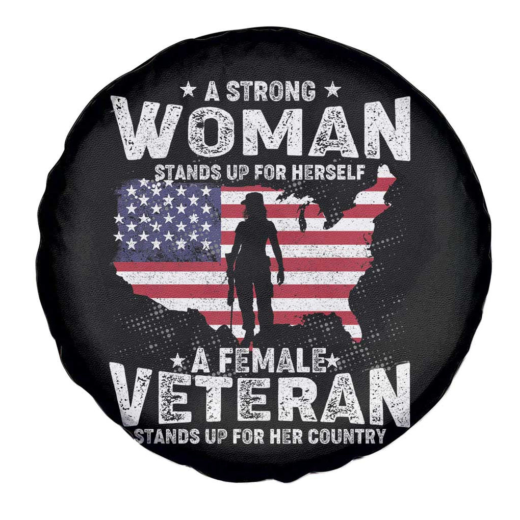 Female Veteran Spare Tire Cover Stands For Her Country Patriotic American Flag TS02 Print Your Wear