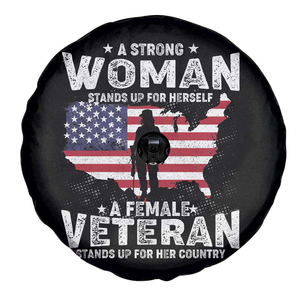 Female Veteran Spare Tire Cover Stands For Her Country Patriotic American Flag TS02 Print Your Wear