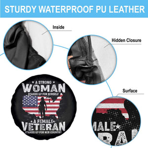 Female Veteran Spare Tire Cover Stands For Her Country Patriotic American Flag TS02 Print Your Wear