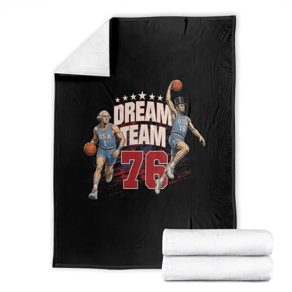 Dream Team 76 Founding Fathers Playing Basketball Throw Blanket Funny George Washington Abraham Lincoln Patriotic Sports Fan TS02 Black Print Your Wear