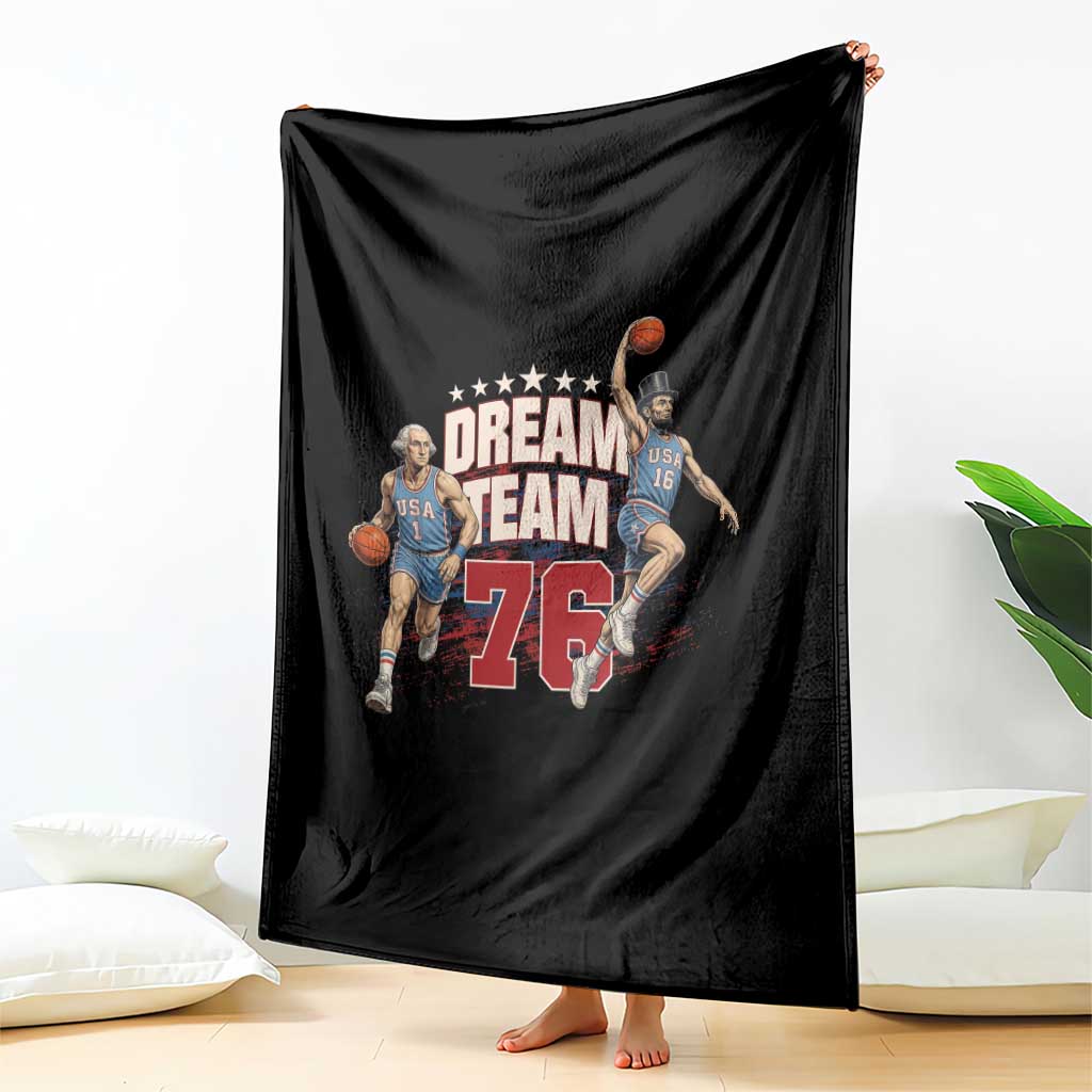 Dream Team 76 Founding Fathers Playing Basketball Throw Blanket Funny George Washington Abraham Lincoln Patriotic Sports Fan TS02 Print Your Wear