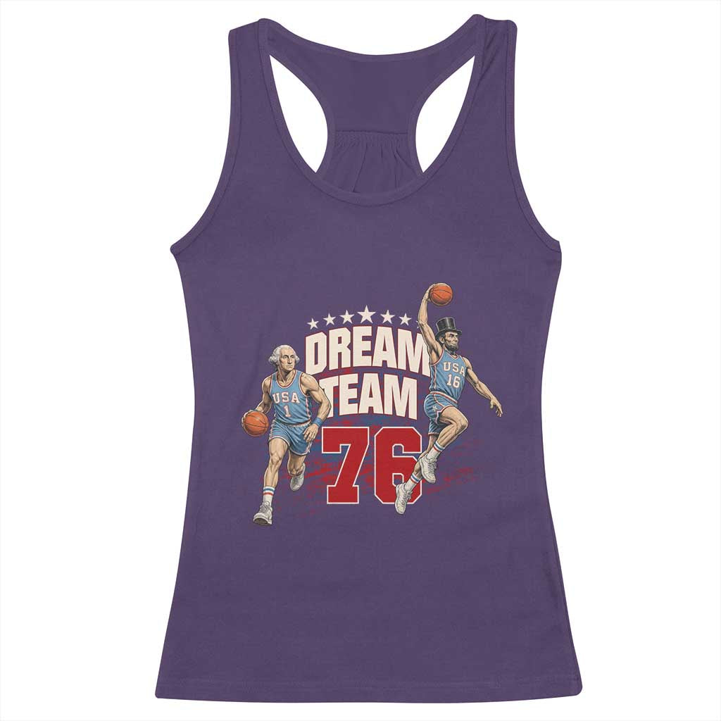 Dream Team 76 Founding Fathers Playing Basketball Racerback Tank Top Funny George Washington Abraham Lincoln Patriotic Sports Fan TS02 Purple Print Your Wear