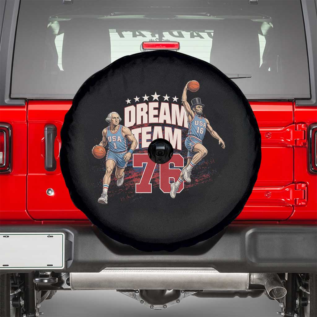 Dream Team 76 Founding Fathers Playing Basketball Spare Tire Cover Funny George Washington Abraham Lincoln Patriotic Sports Fan TS02 Black Print Your Wear