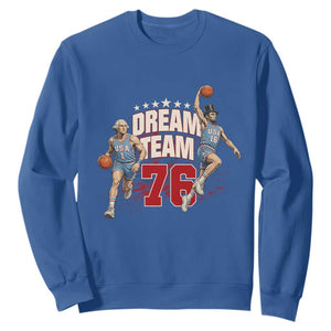 Dream Team 76 Founding Fathers Playing Basketball Sweatshirt Funny George Washington Abraham Lincoln Patriotic Sports Fan TS02 Royal Blue Print Your Wear